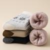 Snowflake Socks Retro Wind Velvet Thickened Warm Terry Socks Winter Towel Bottom Sleep Socks Socks