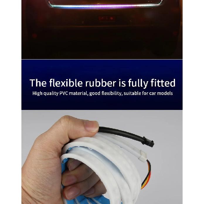 12V 120CM Auto Trunk Light LED Strip Running Brake Reverse Turn Signal Lamp 5050 RGB 72 SMD Waterproof Flowing Light Car Styling