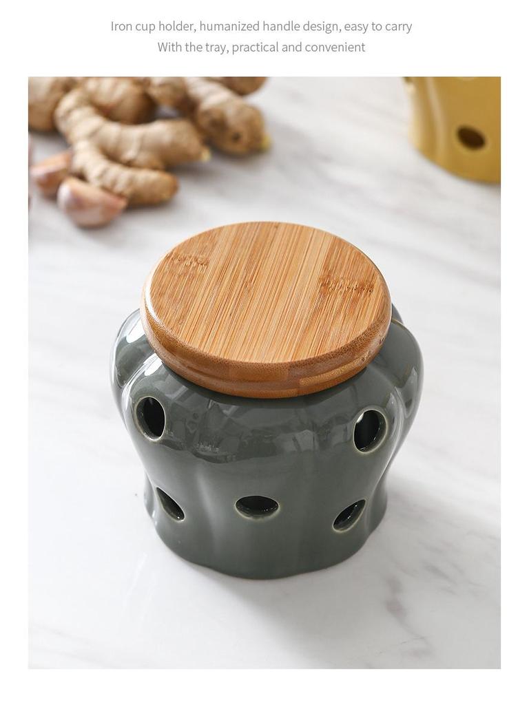 Creative Ceramic Storage Jar with Ventilation for Garlic, Ginger, and Chili Peppers