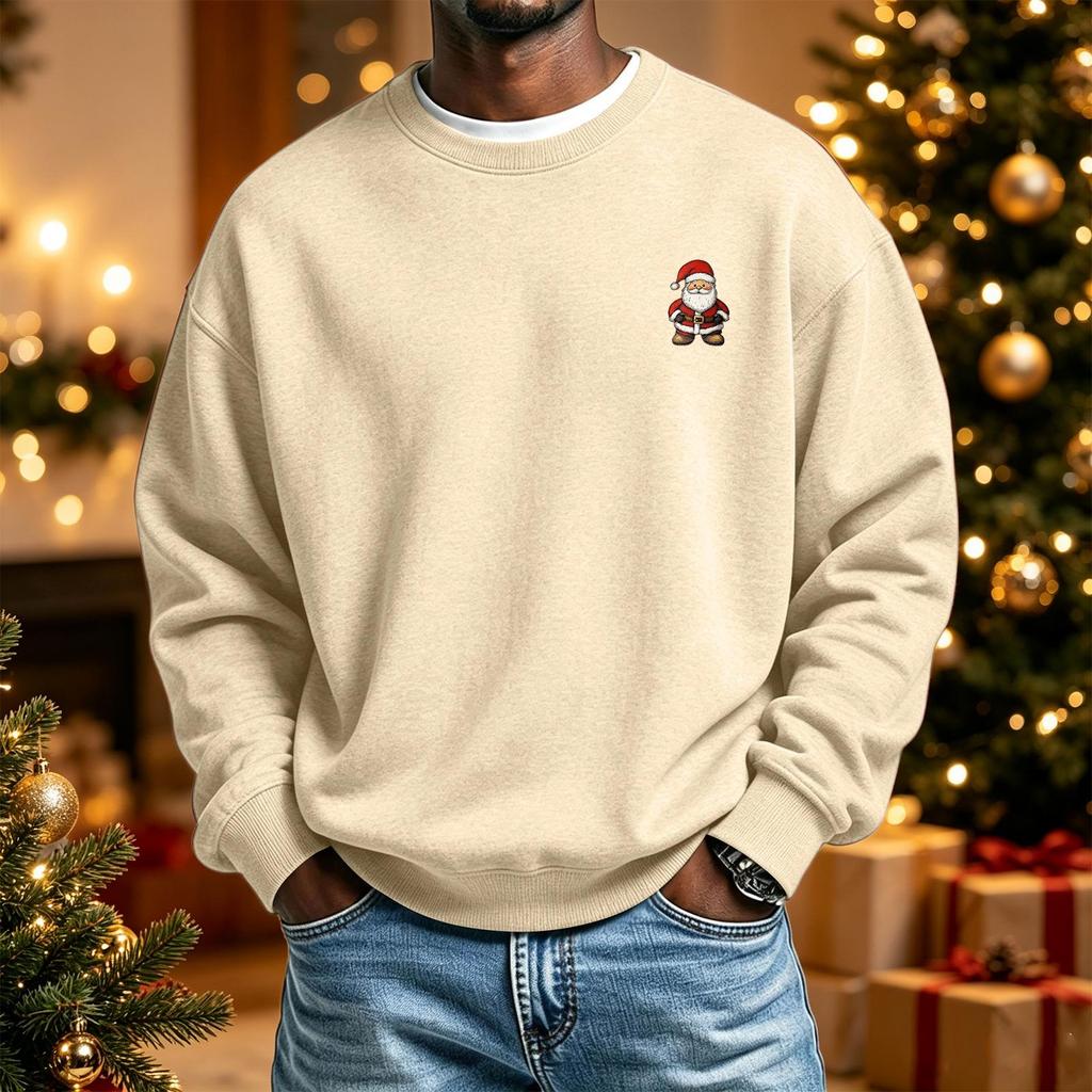 Men's Long Sleeve Neck Sweatshirt Christmas Print Pullover