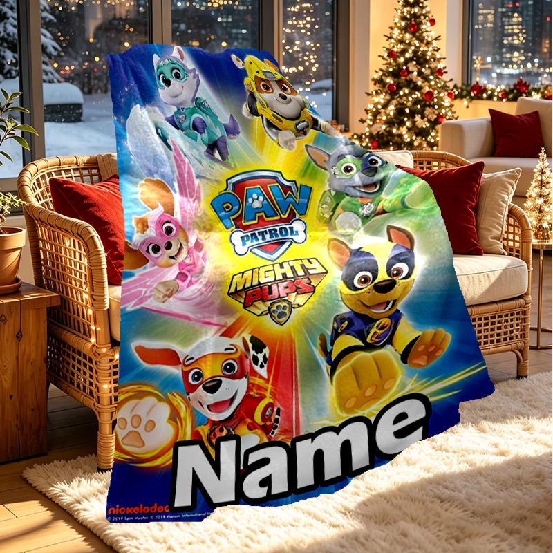 Custom Name Personalized PAW Patrol Print Blanket, Home Decor, Bedroom, Sofa, Camping, Couch, Gifts for Birthday Christmas