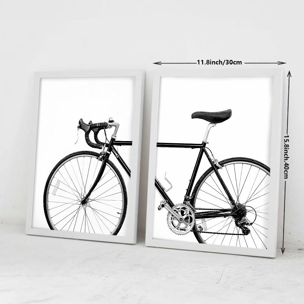 2pcs/set Vintage Bike Art Oil Painting Canvas with Wood Frame Draw Wall Decor Home Room Decorations