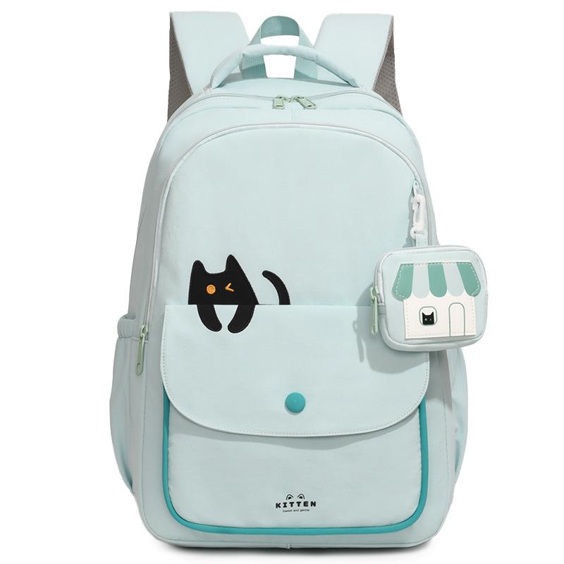 Рюкзак с принтом котенка, мультяшный, большой вместимости, школьный рюкзак для студентов синий