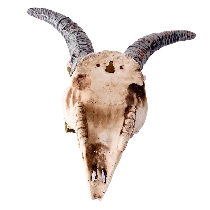 Wall Sculpture Simulation Flower Goat Skull Artwork Props 3D Animal Crafts Decor