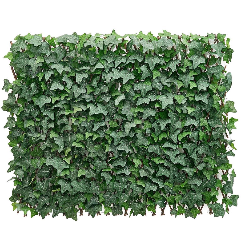 Expandable Fence Privacy Screen, 63.5 x 320 cm Expand Artificial Plant Wall, Realistic Artificial Ivy Panel with 50 Zip Ties, Decorative Faux Greenery