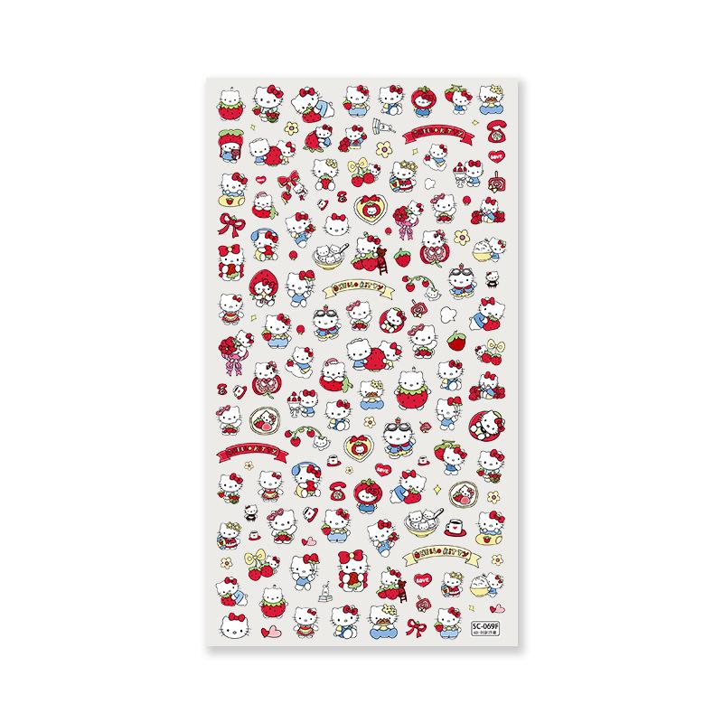 Strawberry Kitty Embossed Stickers - Cute Cartoon DIY Phone Decoration