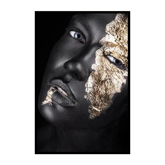 African Woman Canvas Poster Gold Foil Mask Jewelry Decorative Painting Living Room Wall Painting for Modern Home Decor Painting