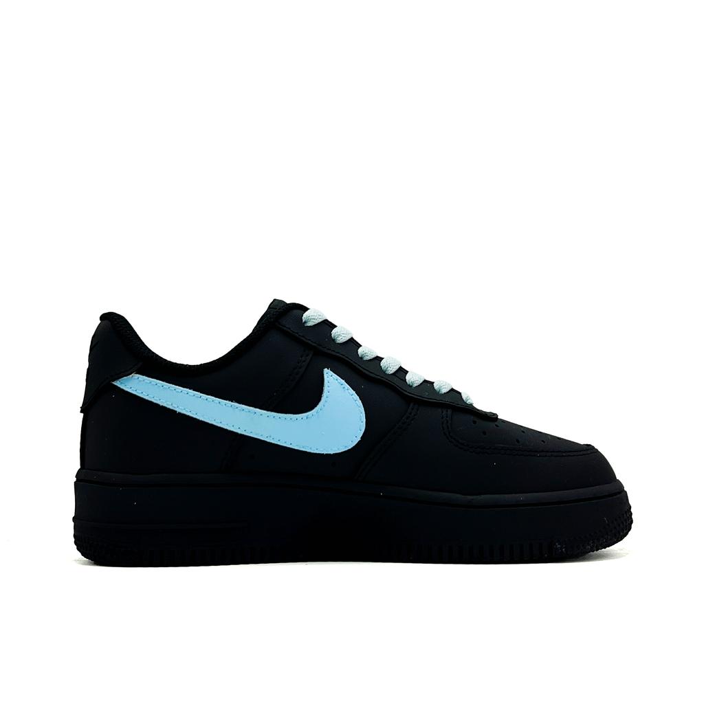 Nike Air Force 1 Ice Dust Leder Abriebfest Niedrig geschnitten Skateboard Schuhe Unisex Schwarz Weiß CW2288-001(Team1615)