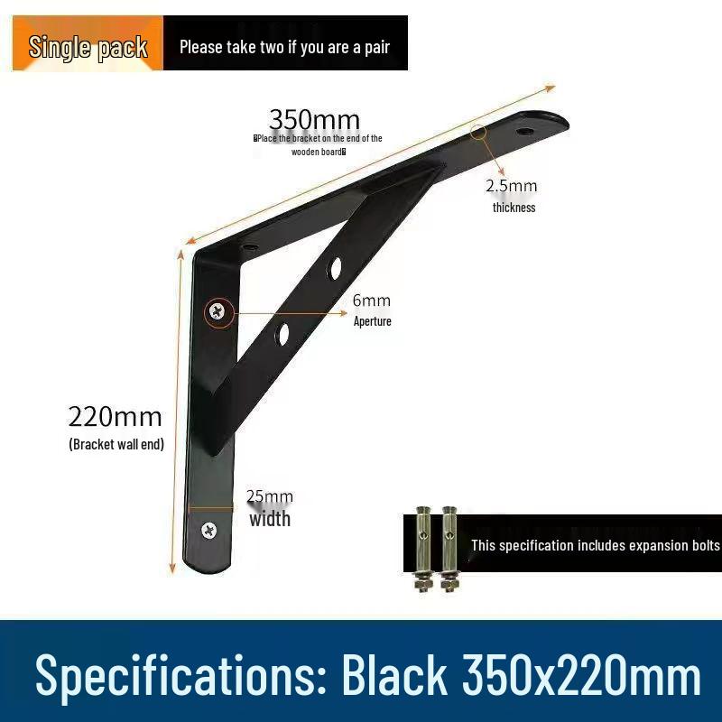 Wall-mounted Triangle Iron Bracket: Right Angle Shelf Support and Load-bearing Storage