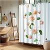 Elegant Pink Roses & Green Leaves Shower Curtain, Water Splash Design, Fade-Resistant Polyester, Bath Decor