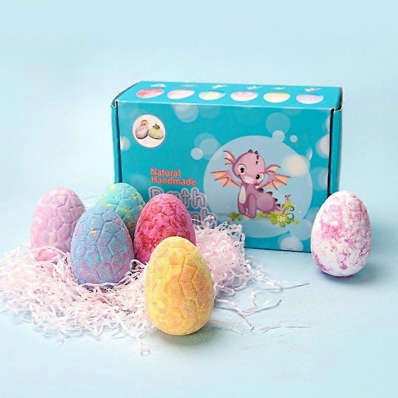 6 Pack Dinosaur Egg Bath Bombs for Kids, Handmade Bath Bomb Gift Set with Surprise Inside, Mega Bubbles, Natural Ingredients, Ideal Birthday Party & E