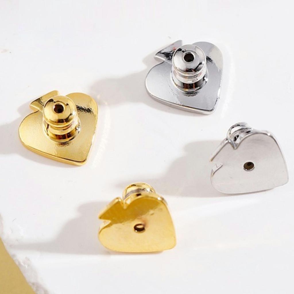 Pack of 4 Earring Backs Safety Clutches Earring Plugs Heart Shaped Locking Earring Backs Suitable for Studs Earrings