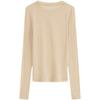 Calvin Klein Casual Sexy Comfortable Sheer Cotton Long Sleeve T-Shirt Women tops Khaki J224335