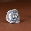 Retro Thai Silver Wide Band Wealth God Open Ring for Men and Women