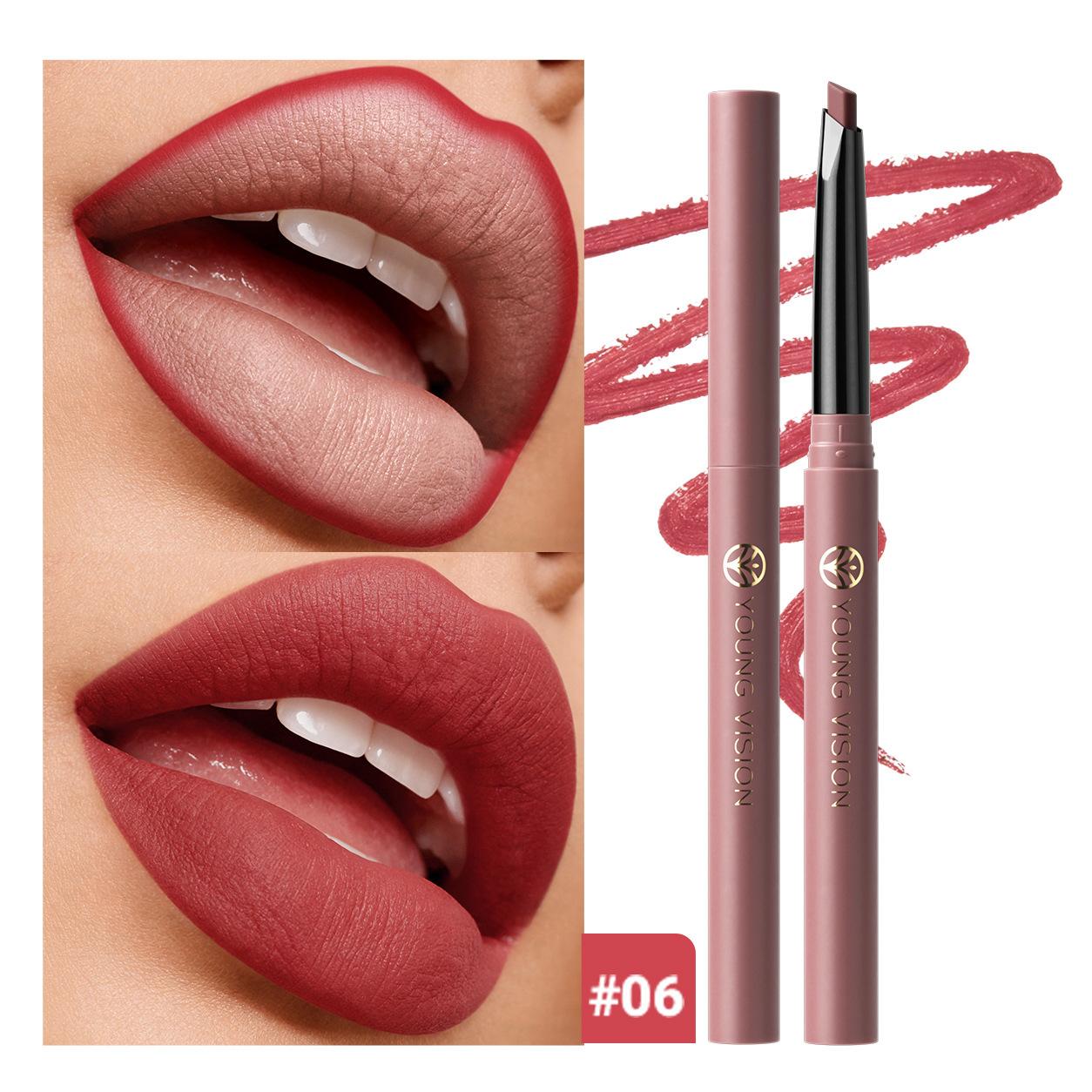 Retro Schokoladenbronze Deep Nude Lipliner YOUNG VISION Ausziehbar Schräger Spitzenaufsatz Sanftes Gleiten Wasserdicht 8 Farbtöne Matt Lippen Make-up Stift