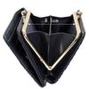 Inden Bifold Clasp Clasp Purse Black Deerskin with Black Small Checkered Clasp 1 Bill 6 Card 2 X 11cm X [Inden-ya] Wallet, Purse, 1608, A, Lacquer,