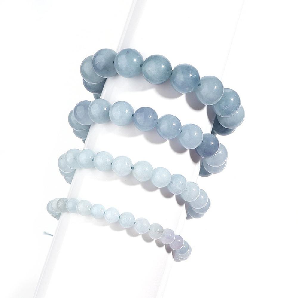 Light Smog Jades Blue Chalcedony Natural Stone 15" Smooth Loose Spacer Beads 4/6/8/10/12mm for Jewelry Making DIY Bracelets Charms Accessories