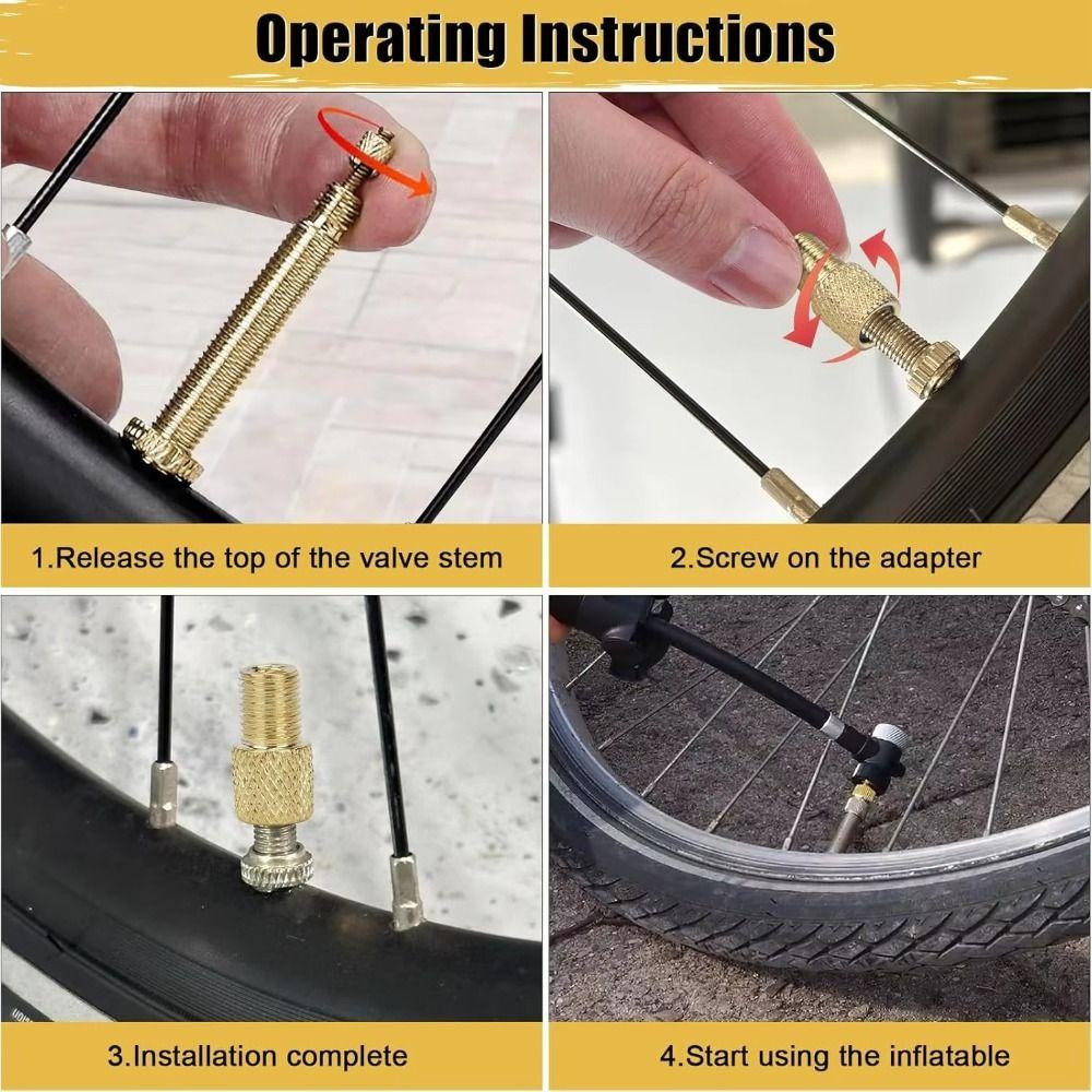 Golden Bicycle Valve Adapter Copper Bike Tire Valve Adapter Bicycle Pump Adapter