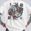 Japanese UkiyoE Yin Yang Koi Fish Cherry Blossom Graphic TShirt Vintage Oriental Calligraphy Cotton Unisex Oversized Tee