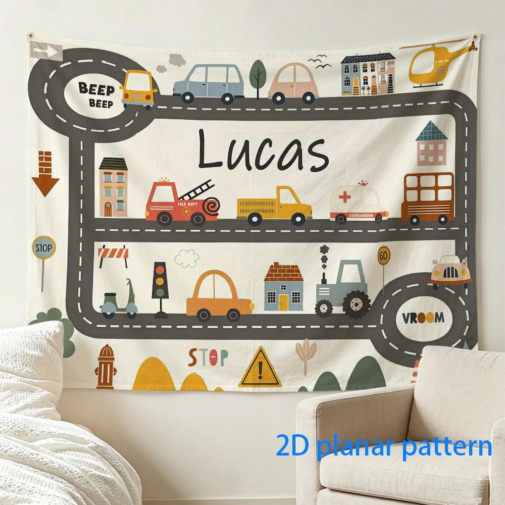 Arazzo Personalizzato con Strada di Macchine Decorazione da Parete Arte per Nursery Appeso per Bambini Stanza dei Ragazzi Decorazione 180x230cm