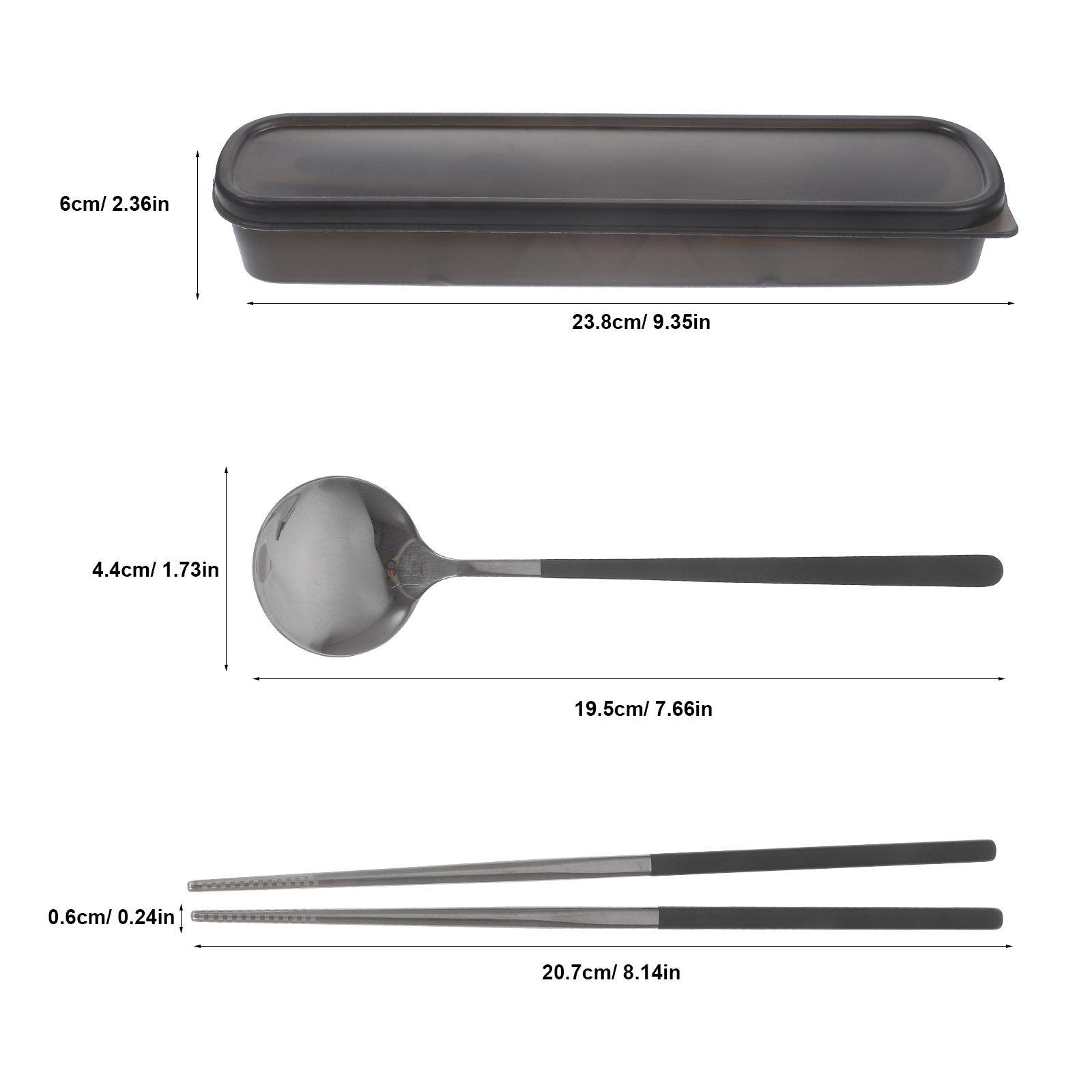 

1Set Stainless Steel Spoon and Chopsticks Set Portable Flatware Kit Dishwasher Safe Rustproof Travel Dining Tableware Set серебряный
