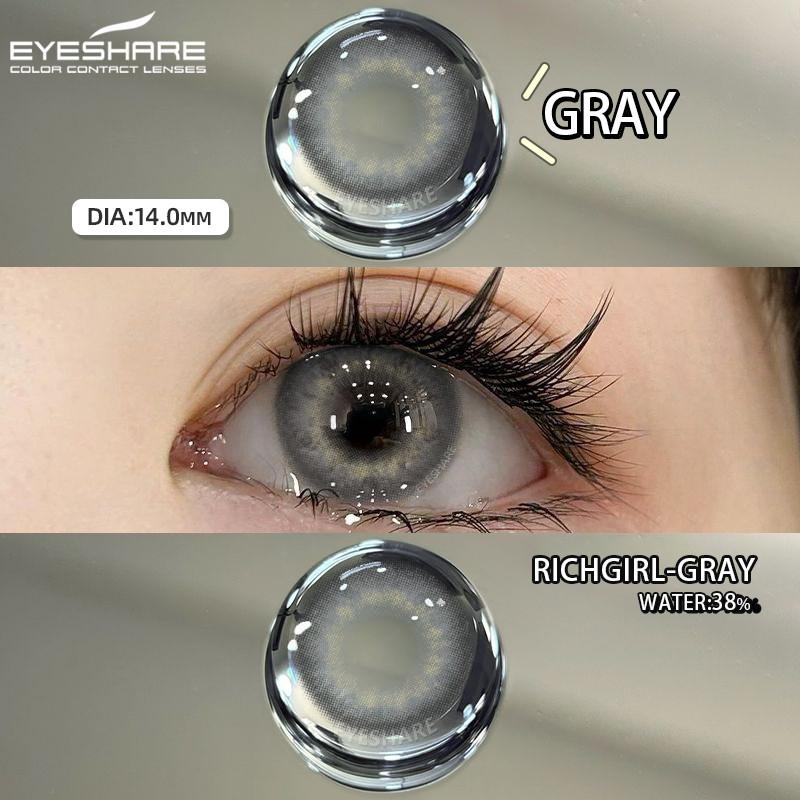 Eyeshare 1 Pair Gray Pupil for Eyes Korean Brown Color Contact Lenses Natural Softlens Annual Use Cosmetic