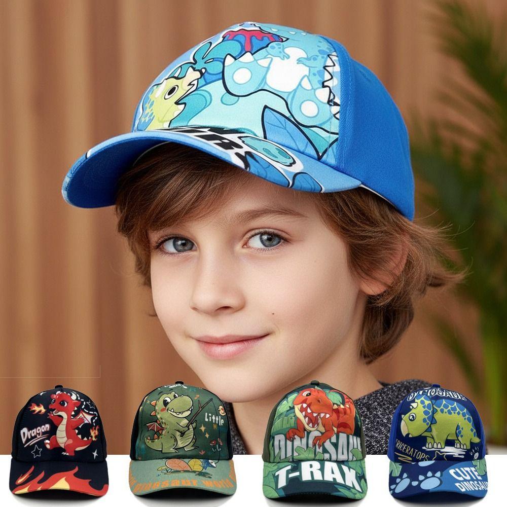 Breathable Cartoon Print Cap Cotton Child Sun Hat Fashion Kids Dinosaur Baseball Cap Gifts