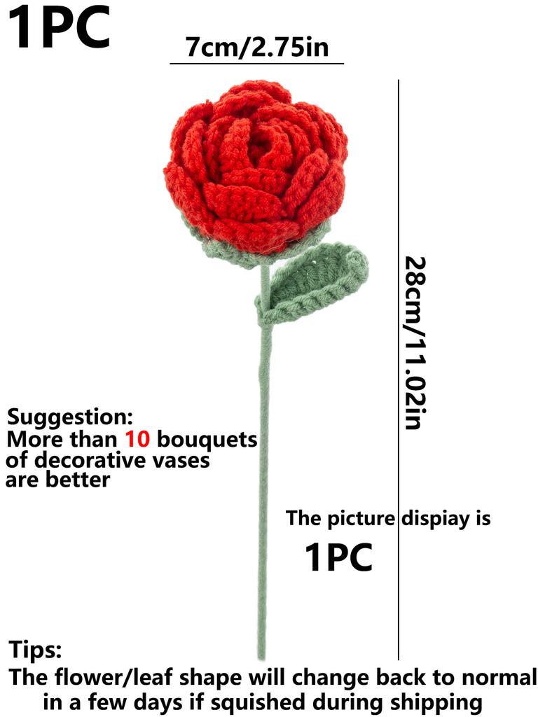 1/5pcs Artificial Handmade crochet Rose finish product Outdoor garden arch Wedding bridal bouquet Home bonsai party Diy gift box