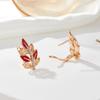 Kinel Red Fall Earrings For Women Maple Leaf Shape Zircon Jewelry Gift