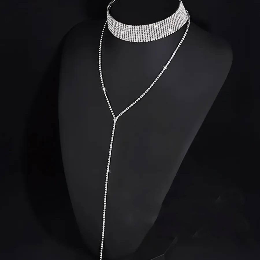 

Personalized Internet Celebrity Style Multi-Layer Rhinestone Necklace, Earrings, Necklace Set, Fringed Shiny High-End Items