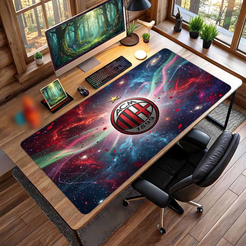Alfombrilla de Ratón Grande Estampada AC Milan, Alfombrilla de Escritorio Suave de Goma Antideslizante para Decoración de Oficina, Portátil y Ordenador