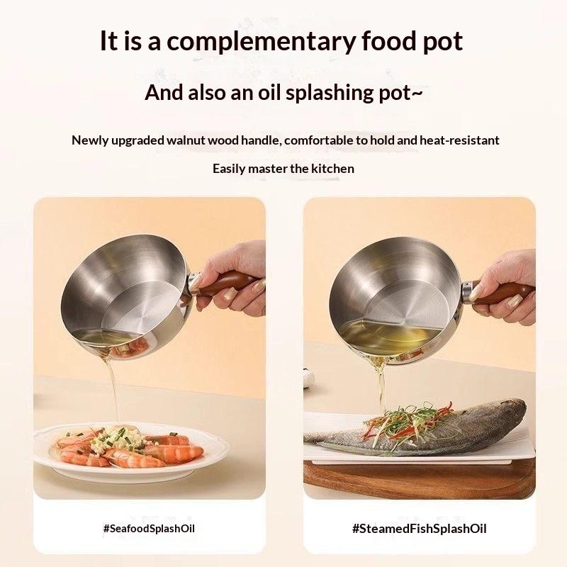 17Cm/14Cm Stainless Steel Cooking Pans With Wooden Handle & Glass Lid - Multi-Purpose Small Pots For Noodles And Eggs