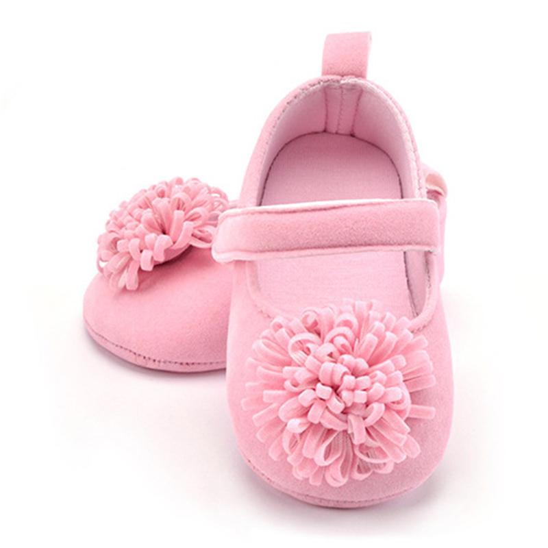 Newborn Baby Prewalker Anti-slip Shoes Footwear Classic Princess Girl Crib Mary Jane Big Flower Shoe