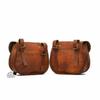 Leather Pouch Motorcycle Side Saddlebags Saddle Panniers 3 Bag Brown 2 + 1 Bags