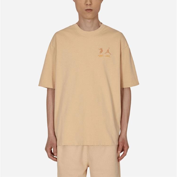 Air Jordan X Union Crossover SS22 Solid Color Breathable Logo Round Neck Short Sleeve Asia Edition Khaki Men's DM2844-268