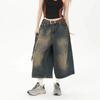 Baggy Jeans for Women Calf-Length Pants Vintage Loose Jeans Y2k Streetwear Oversize Shorts Denim Pants Fashion Trouser Summer
