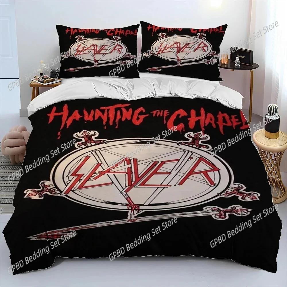 3D Print Slayer Heavy Metal Bplus Music Beding Set Bedrom Soft Modern Bedspreads Comefortable Soft with Soft Fabric Duvet Cover Quilt Pilowcase