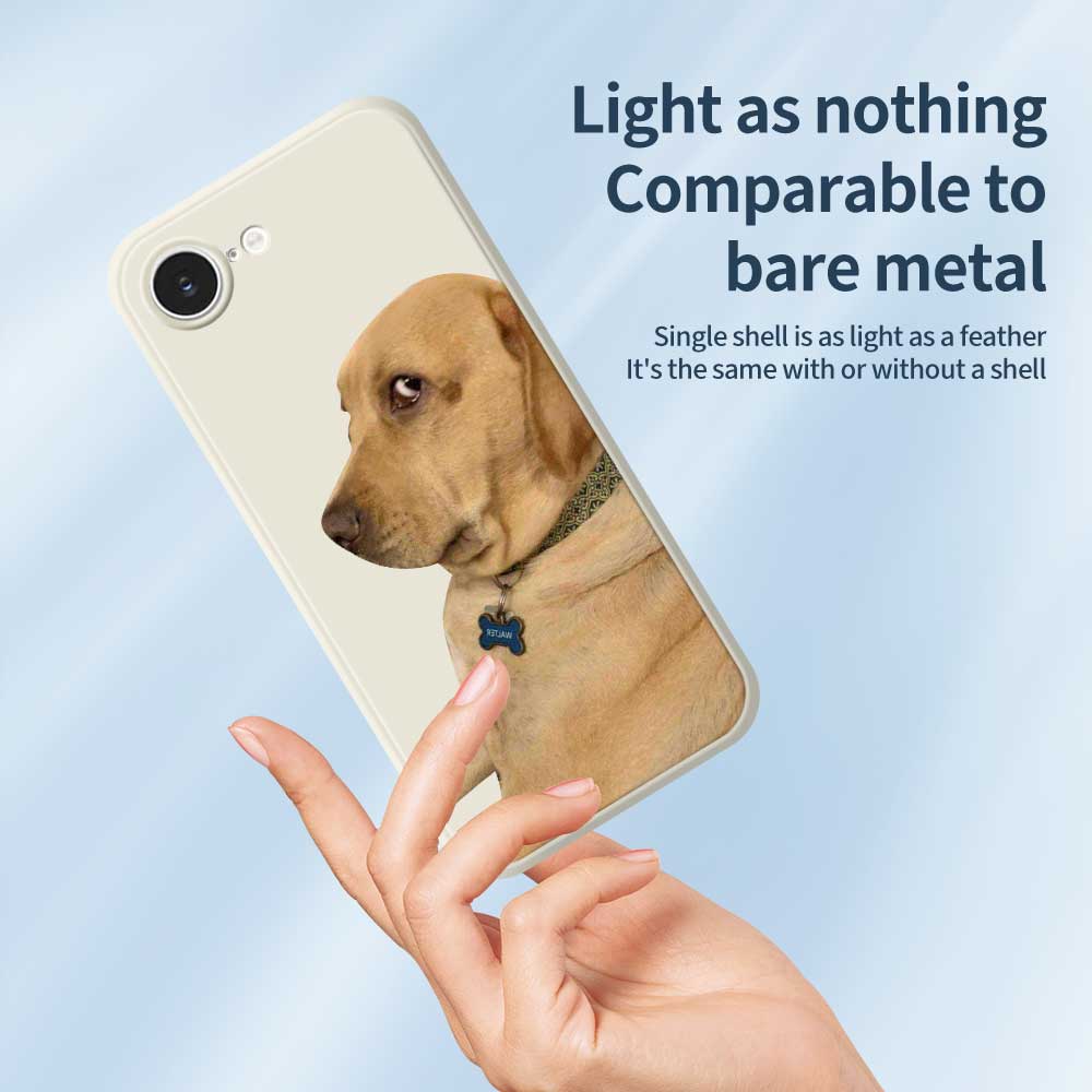 For iPhone 16e Case Yellow Dog Pattern Printing Straight Edge TPU Phone Back Cover