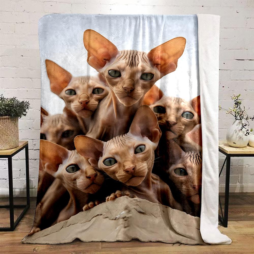 Hairless Cats Cluster Blanket bedroom Blanket for Livingroom Couch lunch break Soft throw for Friend's festival Gift