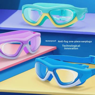 Unisex High-Definition Waterproof & Anti-Fog Swimming Goggles with Built-in Earplugs for Children & Adults