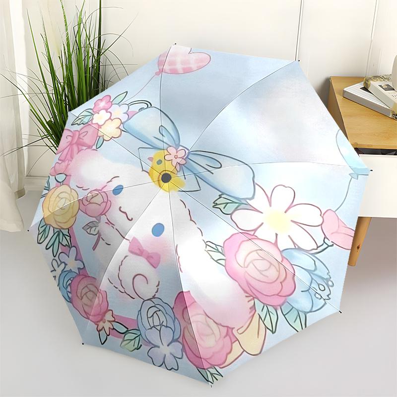 

1pc Cute Kawaii Cloud Umbrella with Bow - Automatic Opening & Closing, Portable Folding Design, Iron Frame Outdoor Umbrella, Perfect Gift for Fans, Tr