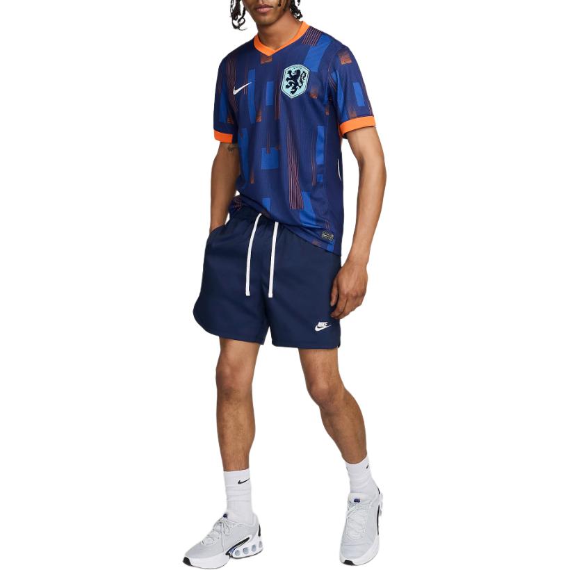Nike Embroidered Logo Print Straight Fit Short Sleeve Soccer Shirt Men Tops Dark-Blue FJ1260-492