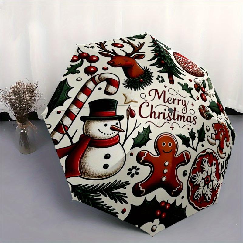 1pc Merry Christmas Automatic Opening and Closing Umbrella - Lightweight 3-Fold Design, Suitable for Fans, Travel, Daily Use - Official Product,