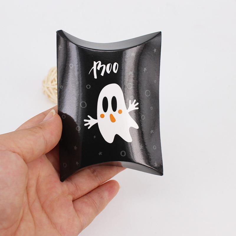 10/20pcs Halloween Pillow Shaped Candy Box Gift Box, Halloween Pumpkin Boo Ghost Witch Gift Box