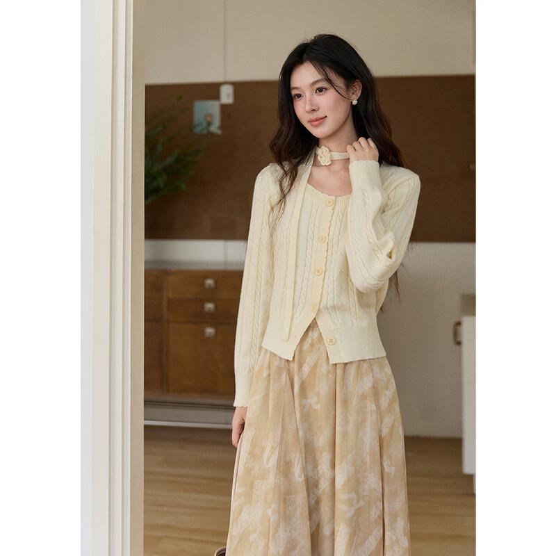 Women's Square Neck Twist Knit Cardigan