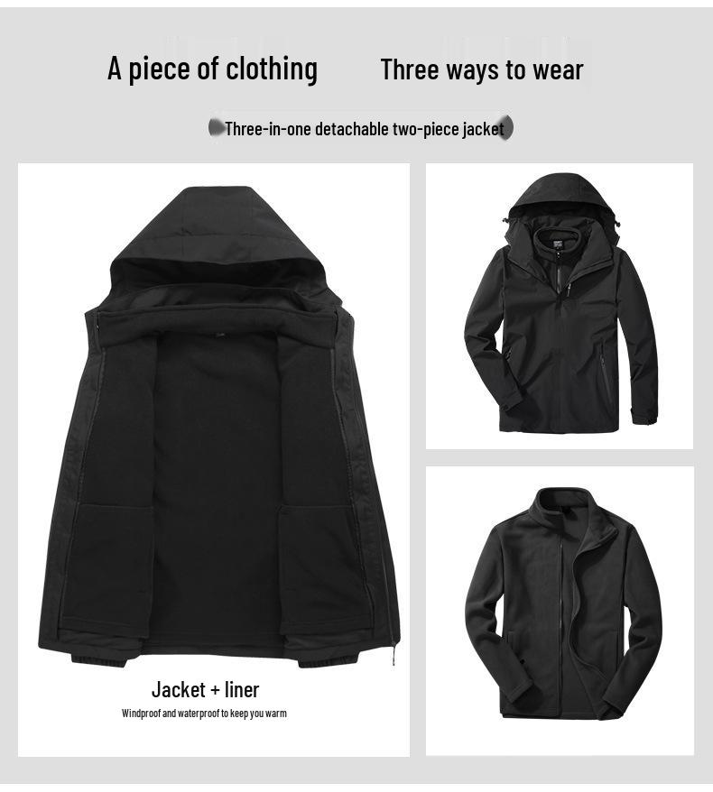 Women's & Men's 3-in-1 Detachable Couple's Jacket: Windproof, Waterproof, Cold-Resistant for Autumn & Winter