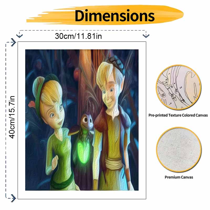 Disney Kit de Pintura a Óleo Pintando Tinkerbell e Terrence Arte Decoração de Parede para Casa Quarto Presente