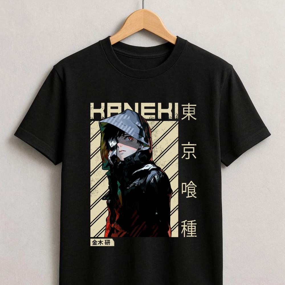 Anime Kaneki Tokyo Graphic TShirt Japanese Streetwear Unisexga Unisex Black Tee S