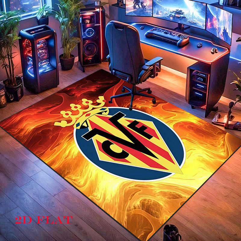 Tappeto Tappeto con Logo Villarreal per Soggiorno Camera da Letto Casa Decorazione Divano, Tappetino Antiscivolo per Giochi Bambini