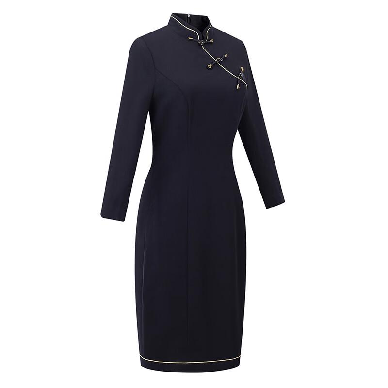 Elegant Black Qipao Style Professional Dress